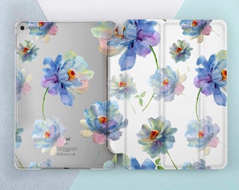 iPad case floral Blue flowers Summer Girl 6th gen 5th gen Pro 11 10 5 12 9  iPad mini 5 Mini 4 iPad 2018 case Smart case iPad Pro 9 7 case