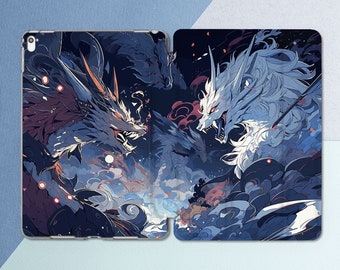 iPad case dragon iPad case anime iPad case animal White fox print iPad 10 9 case iPad smart case iPad 10th gen case iPad case 12 9 iPad 11