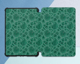 Kindle case jade Aesthetic botanical art Books lover gift Reading lover gift Floral pattern Deep green cover Ornamental Simple Abstract case
