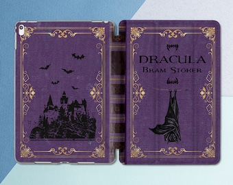 iPad case vampire iPad case Dracula Purple book print iPad case castle Vintage print art iPad case flip iPad smart case Gothic art case iPad