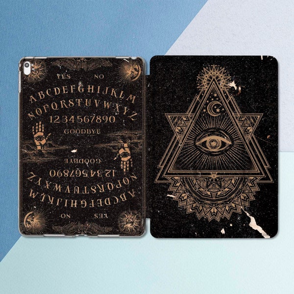 Ouija board Vintage case iPad Halloween Spirit board Retro Occult Black magic Black smart case Witchy art Evil eye Triangle Creepy Scary