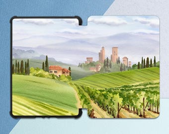 Kindle case Tuscany Italy landscape print Kindle case nature Watercolor art print Book reader gift Kindle case tree Kindle sleeve Summer art