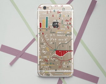 Nerd phone case iPhone case formulae Phone case science Rainbow art case Transparent case iPhone 13 case iPhone 12 mini iPhone XR  iPhone XS