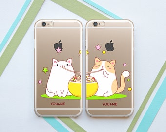 Kawaii cats art iPhone case clear Matching phone cases Phone case animals Ramen art case Couple phone cases iPhone 14 case Case for Samsung