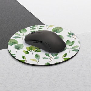 Green Leaf Mouse Pad Leaves Mouse Pad Round Mousepad Office Decor Mouse Mat Office Gift Mouse Pad Leaf Watercolor Mousepad Square Mouse Pad image 3
