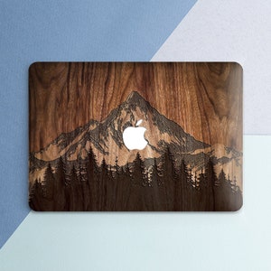 Wood texture print Macbook plastic case Brown print Mountain art Macbook case forest Nature art Macbook hard cover Gift for him Gift for her