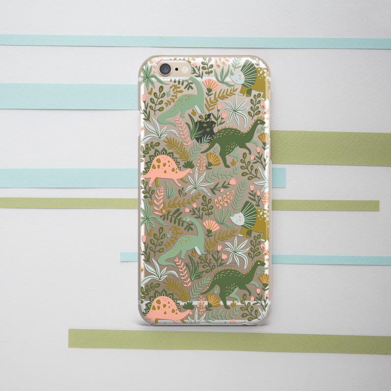 Dinosaur art case iPhone case tropical Transparent case Phone case dino Phone case boys Google Pixel 9 8 iPhone 17 pro max 16 15 14 plus 13 image 2