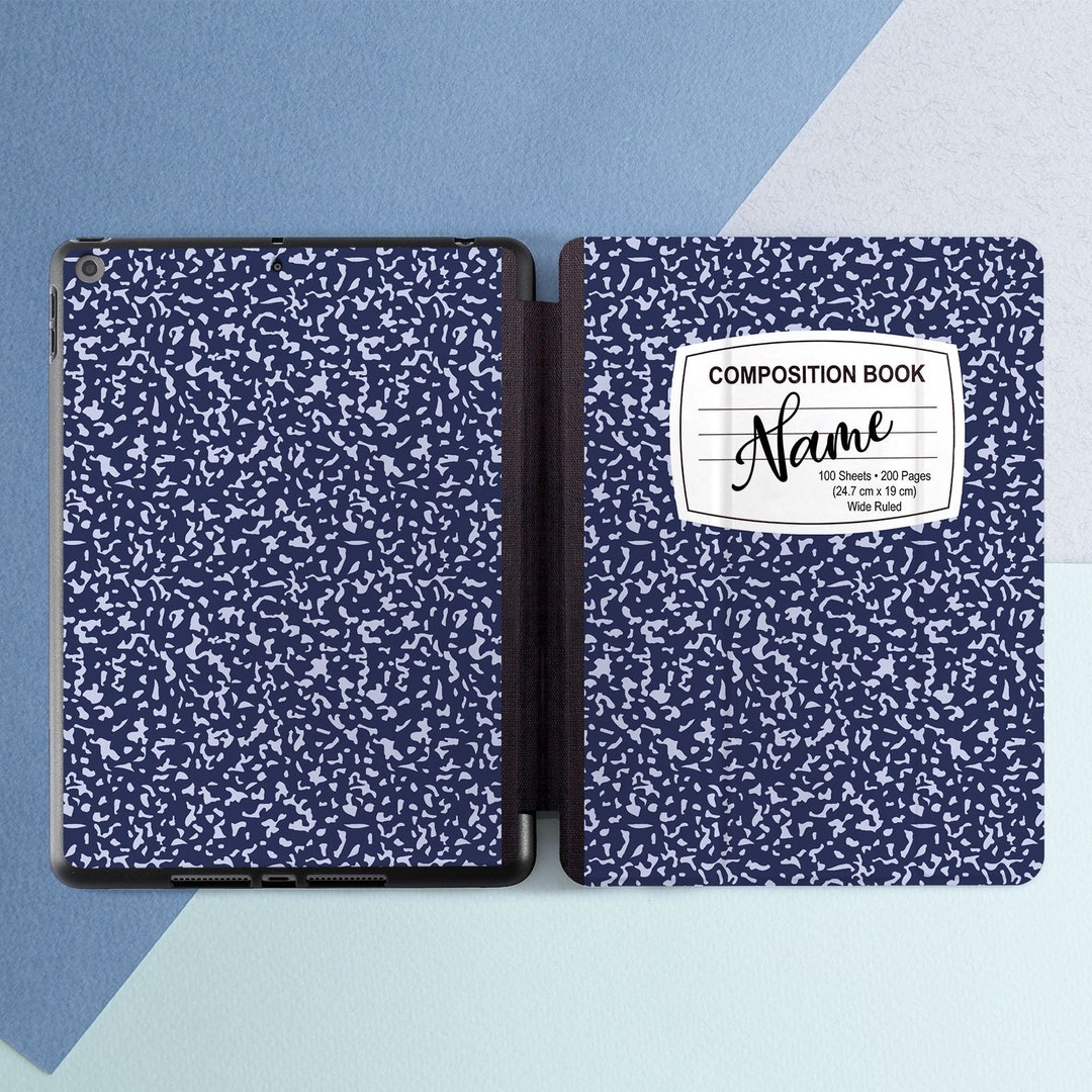 Book Print Art Name Composition Book iPad Case Pencil Personalized iPad