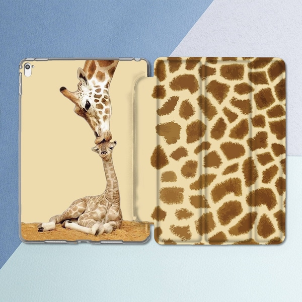 Giraffe iPad case 6th 5th gen Cute Animal iPad 9.7 2018 2017 Funny Africa Giraffe iPad Pro 10.5 Pro 12.9 iPad Mini 4 Air 2 Stand Smart Cover