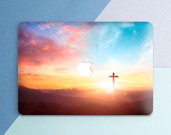 Macbook case faith cross Macbook case religious Rainbow sky laptop case hard Mountains Nature Inspirational art Air 13 Air 15 Pro 14 Pro 16