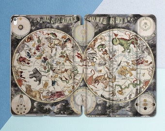 Vintage iPad case Stars Constellation Map iPad Retro Vintage Map Magic animals Zodiac Globe Pro 13 Air 13 Mini 7 a17 ipad 10 9 a16 10 2 12 9