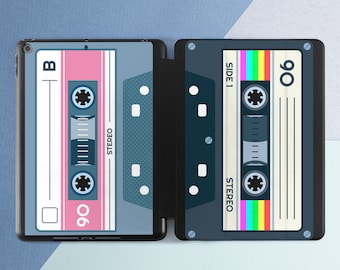 Cassette art iPad case retro iPad case pencil 90s Vintage smart case 80s Music tape ipad pencil holder case Hippie Air 13 Pro 13 11 Mini 7