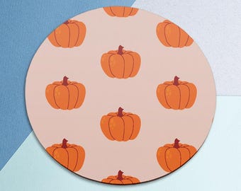 Pumpkin simple print Mouse pad Fall Mousemad autumn Beige Orange print Halloween decor Round mouse pad Square mouse pad Desk Pad Plants Fun