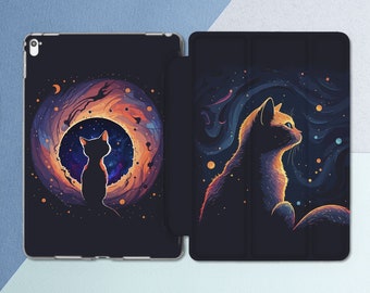 Cute kitten case iPad smart case iPad case space iPad case cat Animal Moon Inspirational night Air 13 Pro 13 Mini 7 A17 10 9 A16 10 2 2026