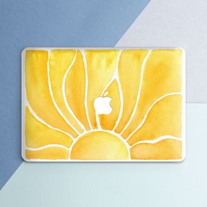 Macbook case sun Summer art case Macbook case yellow Simple art case Macbook hard case Watercolor cute art Minimalist cover Friends gift