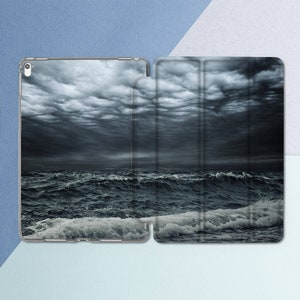 Ocean iPad case Beach Waves Nature Men Inspirational Nature Dark water print iPad flip stand iPad case sea Voyage Sky Clouds Simple print