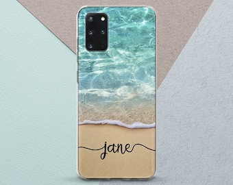 Phone case beach Personalized case Initials monogram Phone case name Summer decor s25 ultra Note 20 s24 plus s23 s22 s21 s20 s10e Note 10