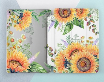 Sunflower iPad case Flowers Cute Floral Leaf iPad 9.7 2018 6th 5th gen Sunflower Summer Daisy iPad Pro 10.5 Pro 12.9 iPad Air 2 Mini 4 Smart