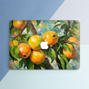 Oil paint pears print Macbook case fruits Macbook hard case Green leaves print Macbook case summer Air 13 2022 case Macbook Pro 14 Pro 16