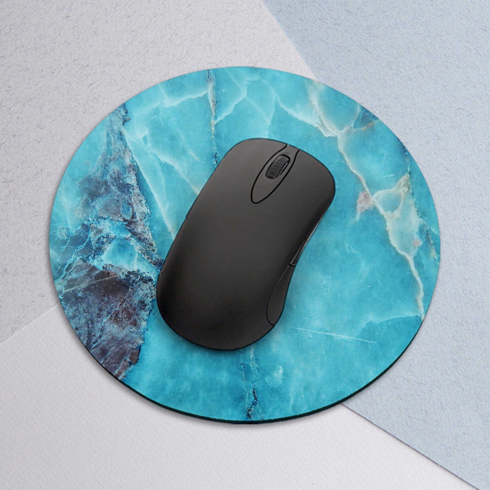 Mousepad Teal Blue Marble Mousepad Stone Friends Gift - Etsy