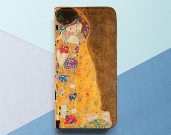 iPhone wallet case The Kiss Klimt art print Romantic Aesthetic Art Nouveau style Wilth card holder with Card Slot  iPhone 15 14 13 12 11 Pro