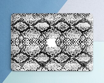 Animal print Snake skin print Macbook plastic cover Black and white case Serpent Macbook Fashion Trendy Reptile Air 13 Air 15 Pro 14 Pro 16