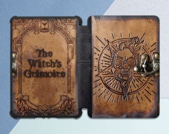 Grimoire print case Case that looks like book Pentagram art case Kindle case skull Kindle case occult Black magic art case Kindle witchcraft