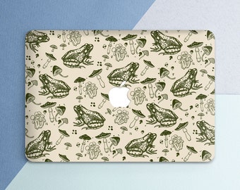 Macbook case frogs Mushrooms art Macbook case beige Green Fun Witchy Forest decor Pro 13 M2 Pro 14 Pro 16 2025 Air 15 Air 13 M5 M4 M3 Neo