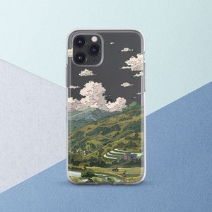 iPhone case nature Cartoon art case iPhone clear case Phone case anime Green field art Mountains print iPhone case man iPhone 14  iPhone 12