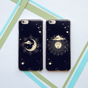 Matching cases Moon and sun iPhone deep blue Coule cases iPhone 13 case iPhone XR case Case for Samsung Note 20 Ultra case s22 phone case