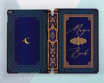 Magic book print iPad deep blue Vintage style Witchy Moon Ornamental iPad Mini 7 A17 Air 13 Pro 13 11 2025 iPad 12 9 2022 iPad 11th gen A16