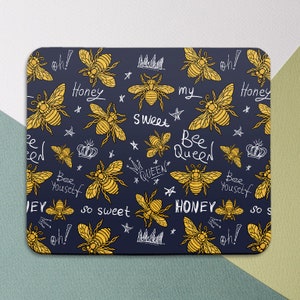Bee Mouse pad Cute Mouse pad Round Mousepad Insect Mouse pad Honey Mouse pad Square Mouse pad Office Decor Girl Office Gift Women Mouse mat bild 4