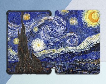 Starry Night print Kindle case art Oil paint print Van Gogh art case Kindle case night Yellow moon art Inspirational art case kindle sleeve