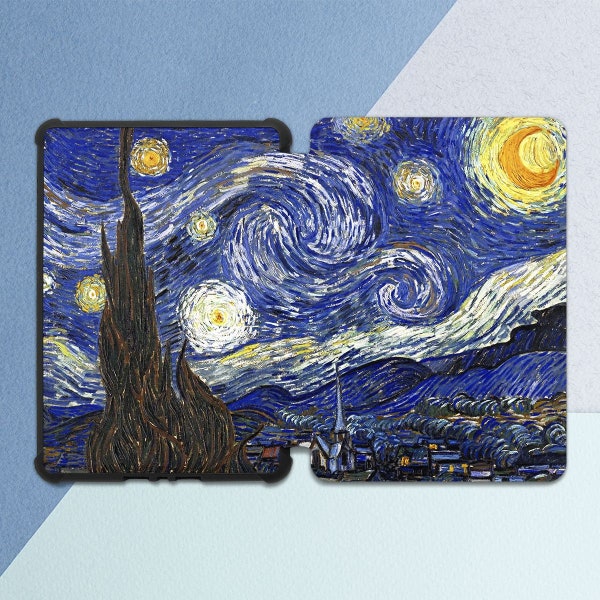 Starry Night print Kindle case art Oil paint print Van Gogh art case Kindle case night Yellow moon art Inspirational art case kindle sleeve