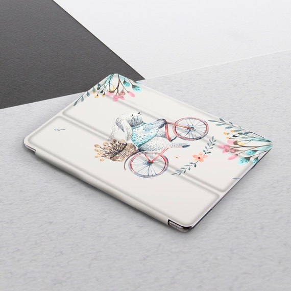 IPad Case Rabbit on Bicycle iPad Case Bunnies Flowers Kawaii