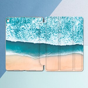 Summer beach print iPad case sand Inspirational print case iPad case nature Blue water wave iPad flip stand smart case iPad 10 2 iPad 10 9