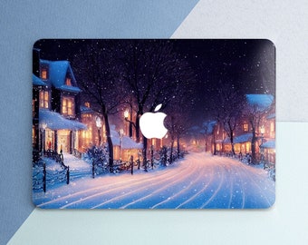 Macbook case winter Night Inspirational City Macbook case snow Christmas gift Pro 16 2026 Pro 14 M5 M4 M3 Air 15 Air 13 Neo Pro 13 Pro 15