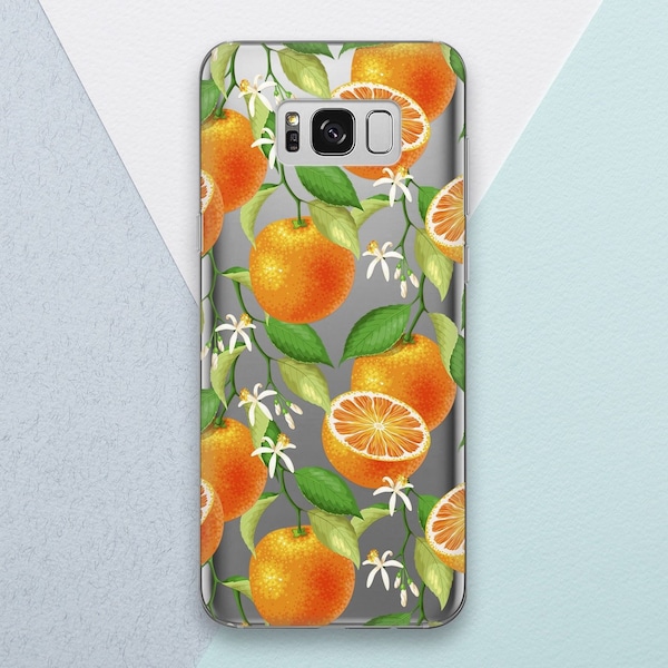 Orange Phone case Fruits Citrus White flowers for Samsung s22 case Summer Note 20 Ultra Note 10 s22 ultra s10e s21 FE case s22 plus s20 FE