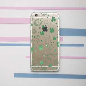 iPhone case shamrock Clover St Patrick&#39;s Day Phone case green Clear case iPhone XS Max iPhone XR Google Pixel 2  iPhone 13 mini iPhone 12
