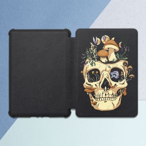 Kindle case skull Forest mushrooms art Kindle case goth Kindle black case Kindle case men Occult Creepy case Gift for him Kndle case 2019 image 1
