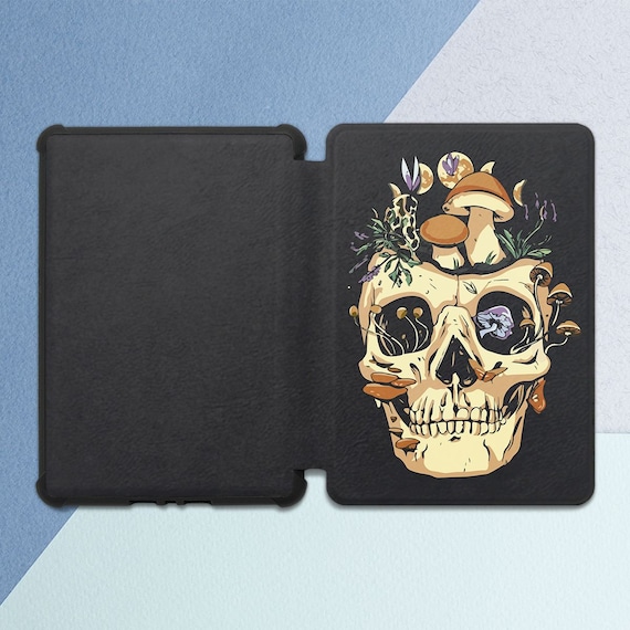 Kindle case skull Forest mushrooms art Kindle case goth Kindle black case Kindle case men Occult Creepy case Gift for him Kndle case 2019