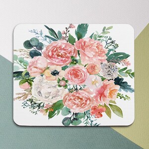 Floral Mouse pad Art Mouse pad Women Mouse pad Round Mousepad Watercolor Mouse pad Peonies Mouse pad Flower Mouse pad Office Decor Gift Leaf