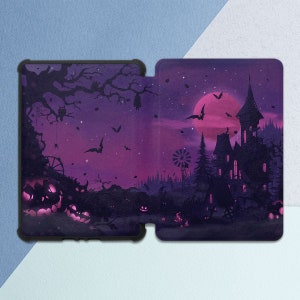 Kindle case horror Spooky art case Night nature print Kindle case pumpkin Dark violet print Paperwhite 2021 case All-new Kindle case Kindle