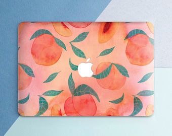 Macbook clear plastic Watercolor peach Summer fruits Elegant Beige Laptop cover Air 13 2026 2025 Air 15 Pro 14 Pro 13 M2 Pro 16 M5 M4 Neo