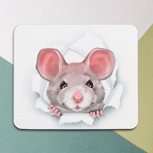 Mouse pad rats White cover Cute rat art Round mouse pad Kawaii animals Friends gift Desk Accessories Square mouse pad Birthday gift Office