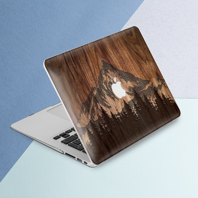 Wood print Macbook plastic case Pro 16 Forest Trees Mountain Etsy