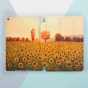 Yellow sunflower art iPad case sunset iPad case nature iPad case summer Inspirational art case iPad case tree iPad smart case iPad 10th gen