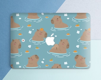 Cute capybara art Macbook case blue Macbook case orange Kawaii animal print Macbook hard case Macbook case capy Macbook Pro 14 Pro 16 2023