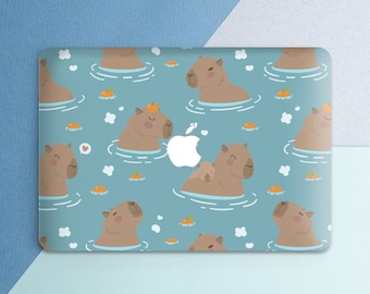 Cute capybara art Macbook case blue Macbook case orange Kawaii Macbook hard case Capy Macbook Pro 14 Pro 16 2026 Pro 13 M2 Neo Air 13 Air 15