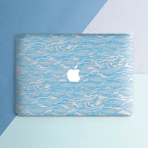 Macbook case ocean Blue lines Air 13 2020 Pro 16 case Macbook Air 11 Macbook hard case Retina 15 case A1932 macbook air Transparent Simple